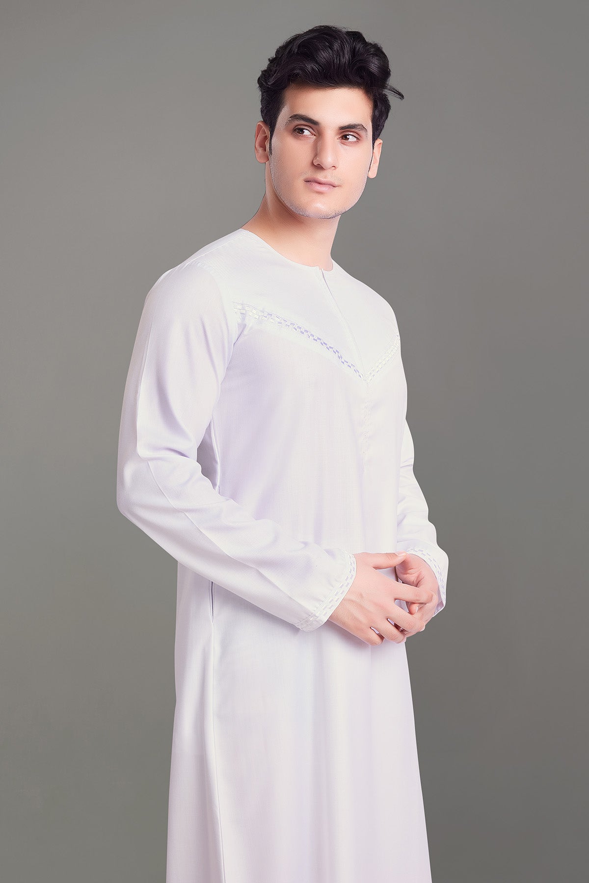 White Omani Thobe With Front Zip-almanaar Islamic Store