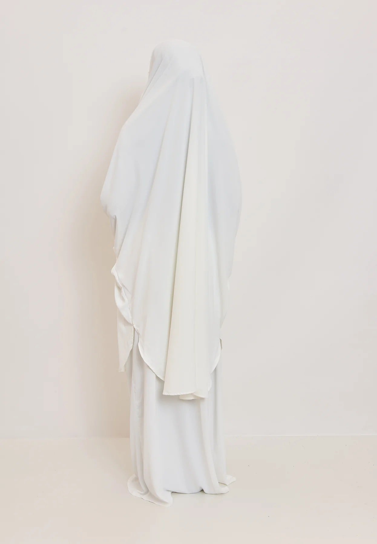 White Premium Two Piece Medina Silk Jilbab Set-almanaar Islamic Store