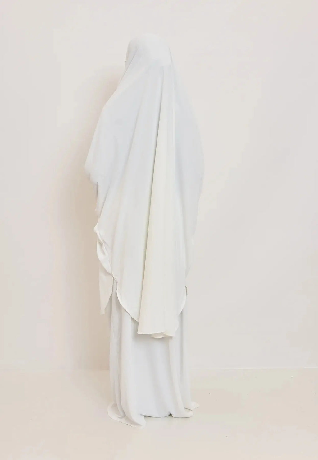 White Premium Two Piece Medina Silk Jilbab Set-almanaar Islamic Store