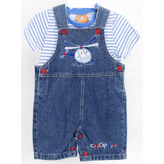 2-Piece Baby Denim Overall Blue Striped-almanaar Islamic Store