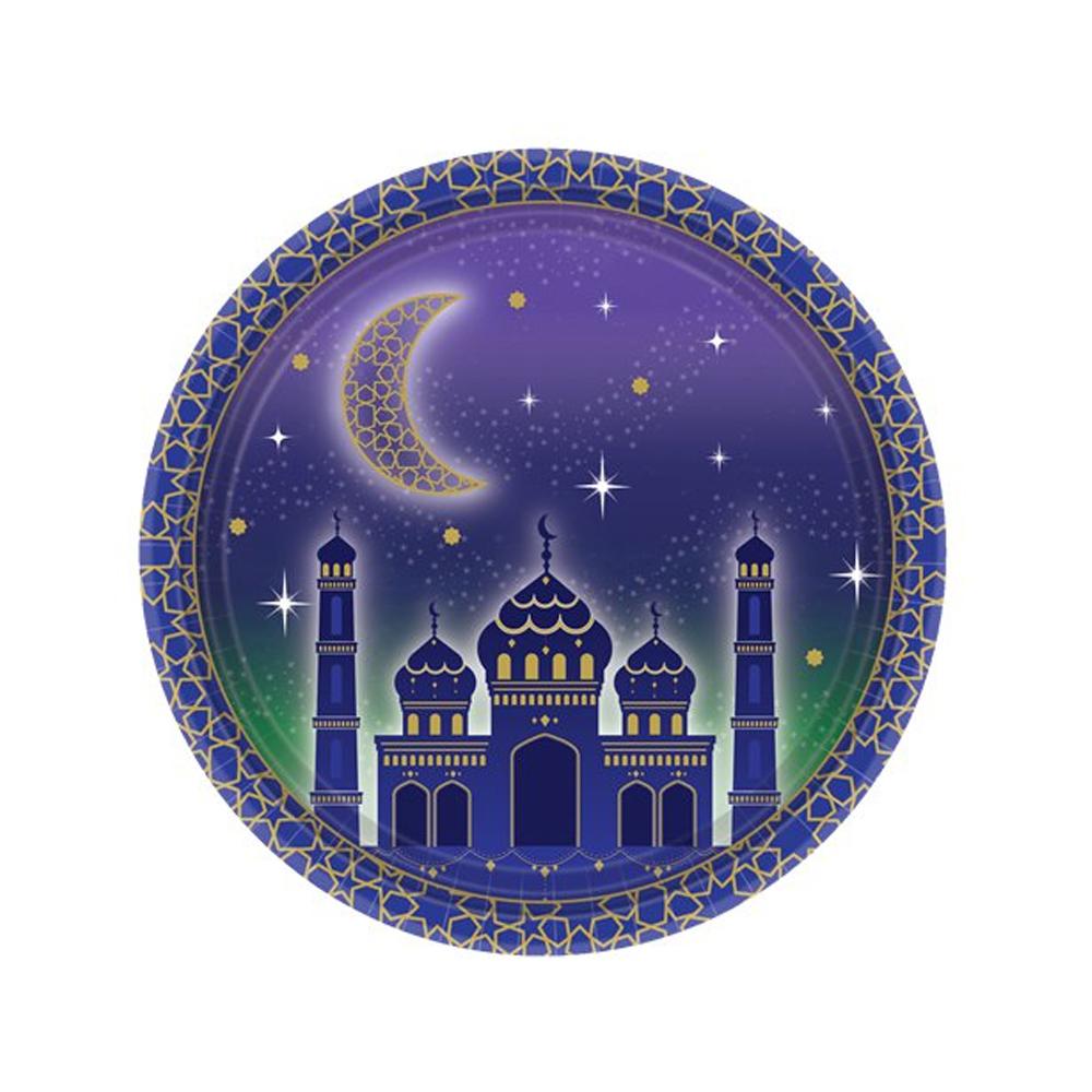8 Eid Paper Plates- 18cm-almanaar Islamic Store