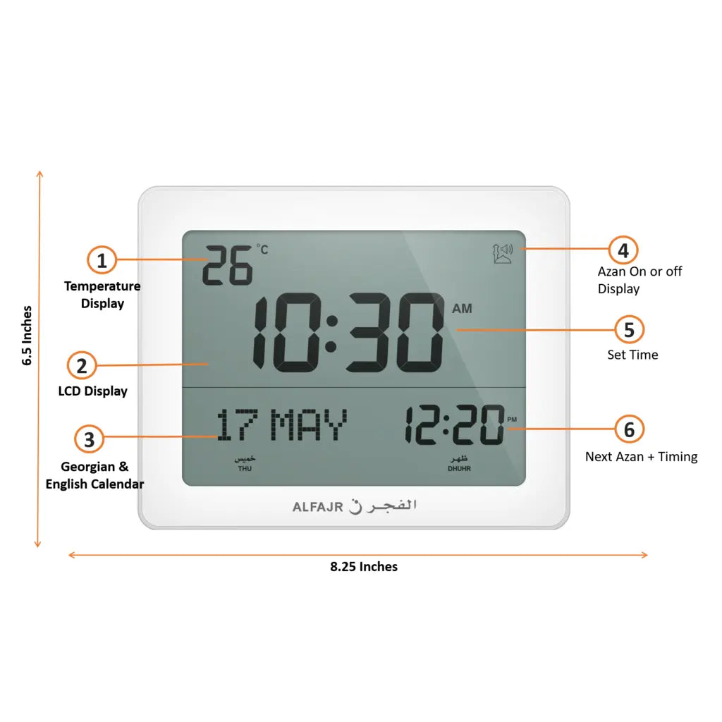 Alfajr Automatic Worldwide Azan Muslim Prayer and Qibla Digital Reminder Clock-almanaar Islamic Store