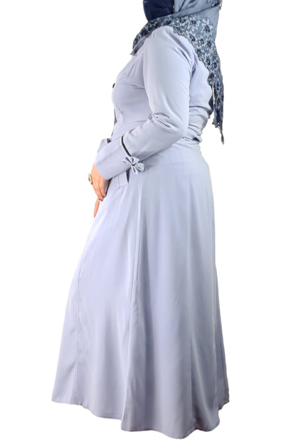 Ankle Length Long Button Up Coat Lilac-almanaar Islamic Store