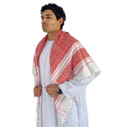 Arab 100% Soft Cotton Shemagh Red & White Scarf-almanaar Islamic Store