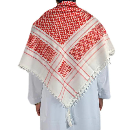 Arab 100% Soft Cotton Shemagh Red & White Scarf-almanaar Islamic Store