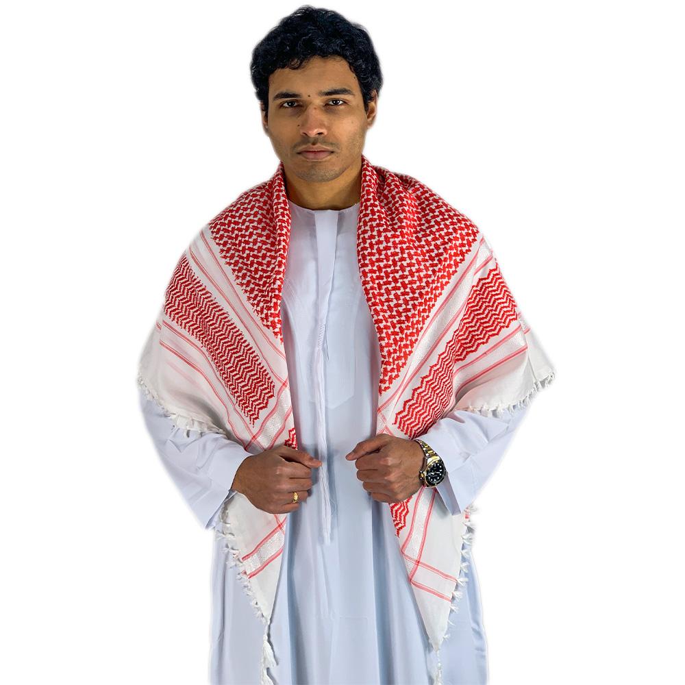 Arab 100% Soft Cotton Shemagh Red & White Scarf-almanaar Islamic Store