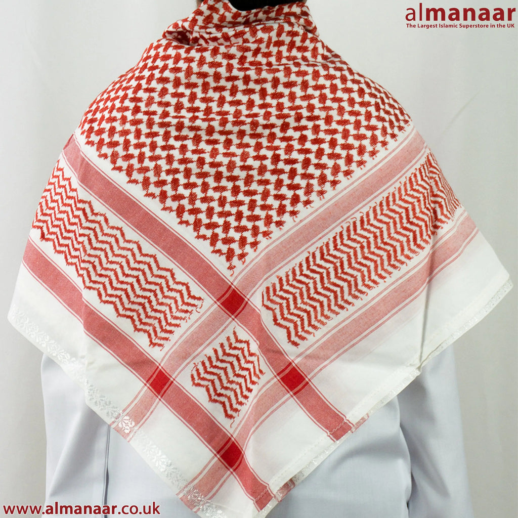 Arab Premium Shemagh Kids Scarf Red & White-almanaar Islamic Store