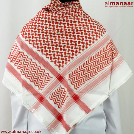 Arab Premium Shemagh Kids Scarf Red & White-almanaar Islamic Store