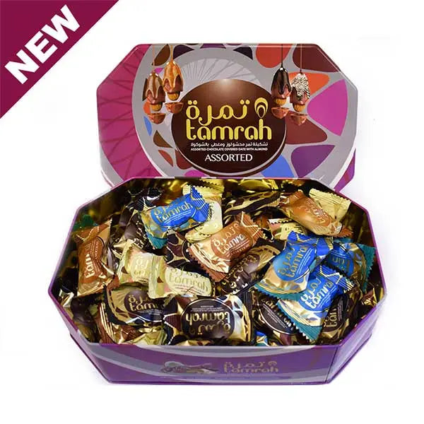 Assorted Chocolate Almond Tamrah Dates 700g-almanaar Islamic Store