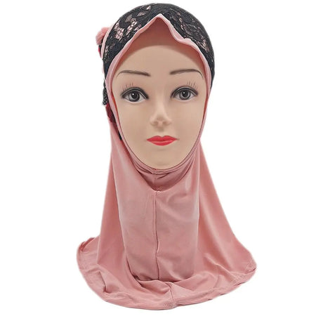 Baby Pink One Piece Hijab Flower Designed-almanaar Islamic Store