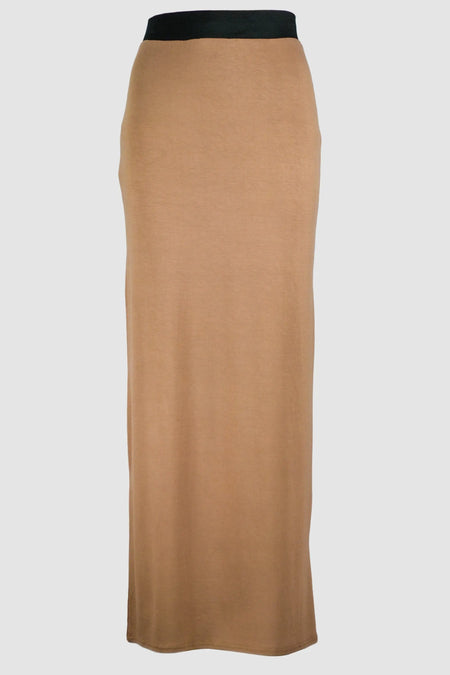 Beige Jersey Straight Skirt-almanaar Islamic Store