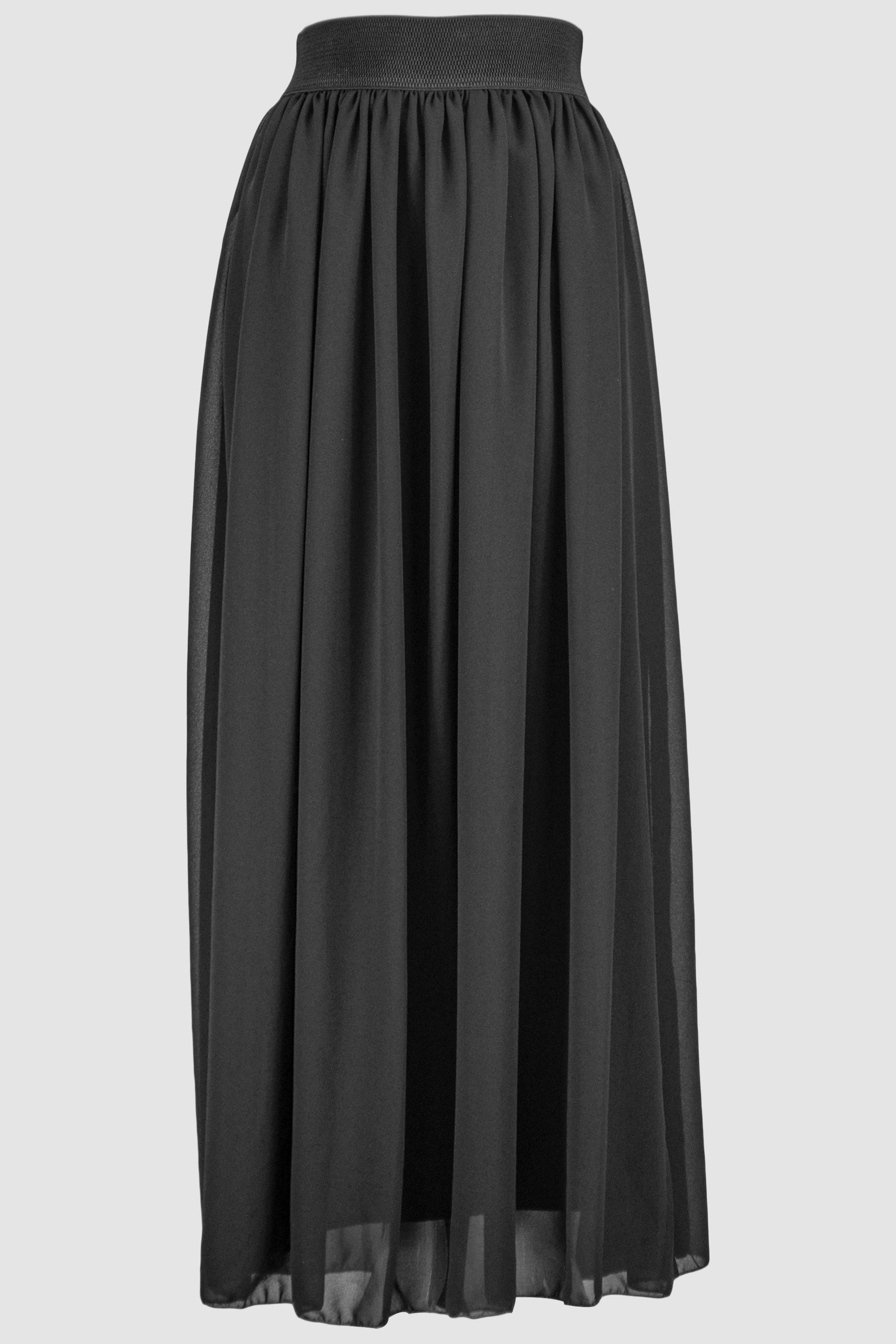 Black Chiffon Flared Skirt With Inner Layer-almanaar Islamic Store