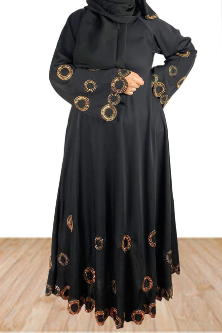 Black Exclusive Golden Diamante Hand Crafted Abaya-almanaar Islamic Store