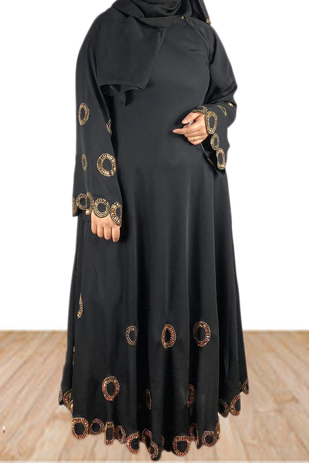 Black Exclusive Golden Diamante Hand Crafted Abaya-almanaar Islamic Store