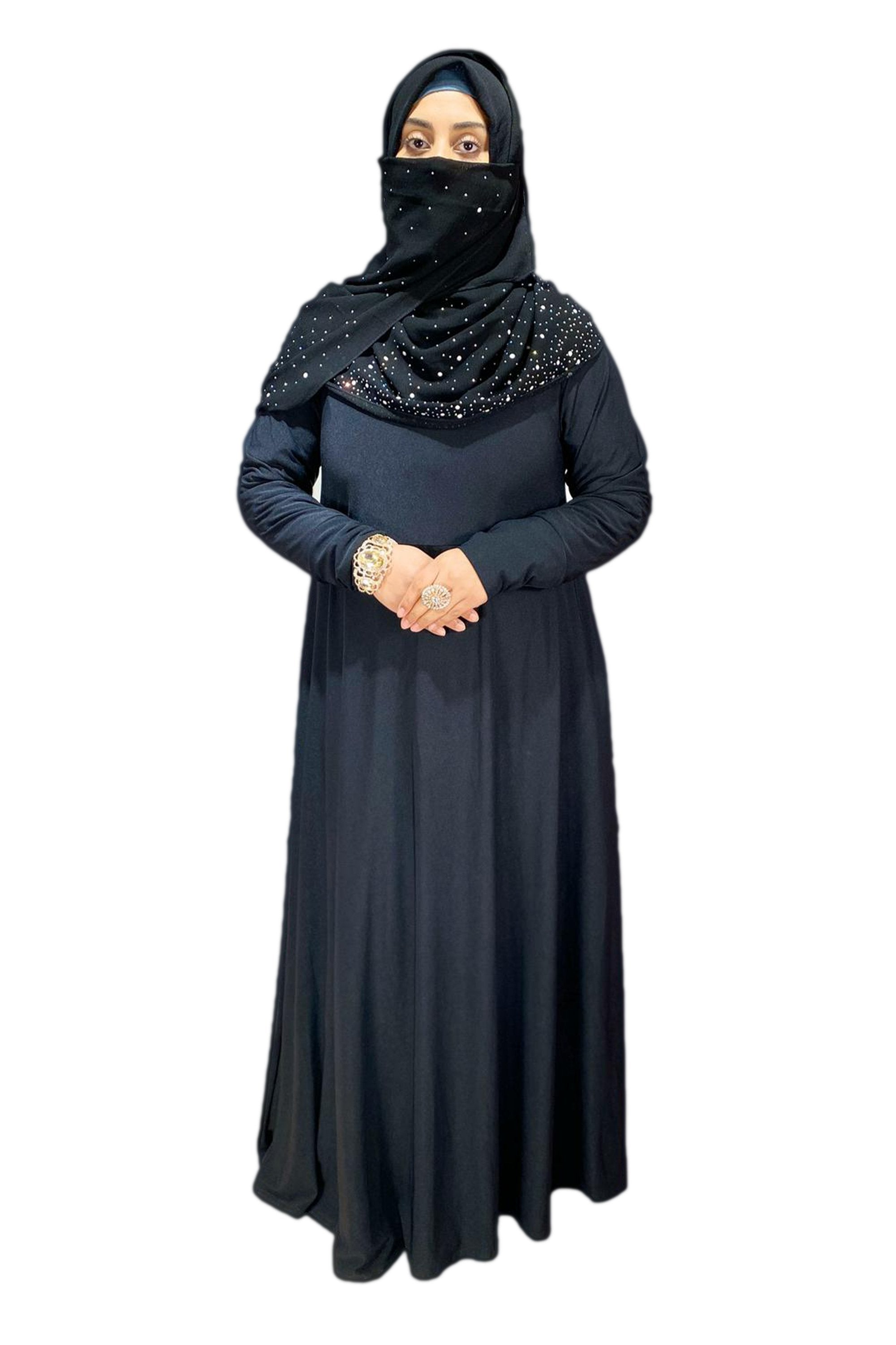 Plain black outlet umbrella abaya