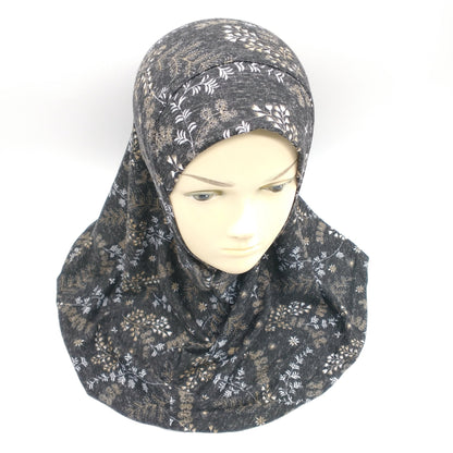 Black Floral Hijab for Girls-almanaar Islamic Store
