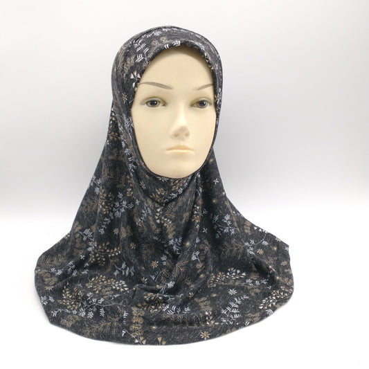 Black Floral Hijab for Girls-almanaar Islamic Store