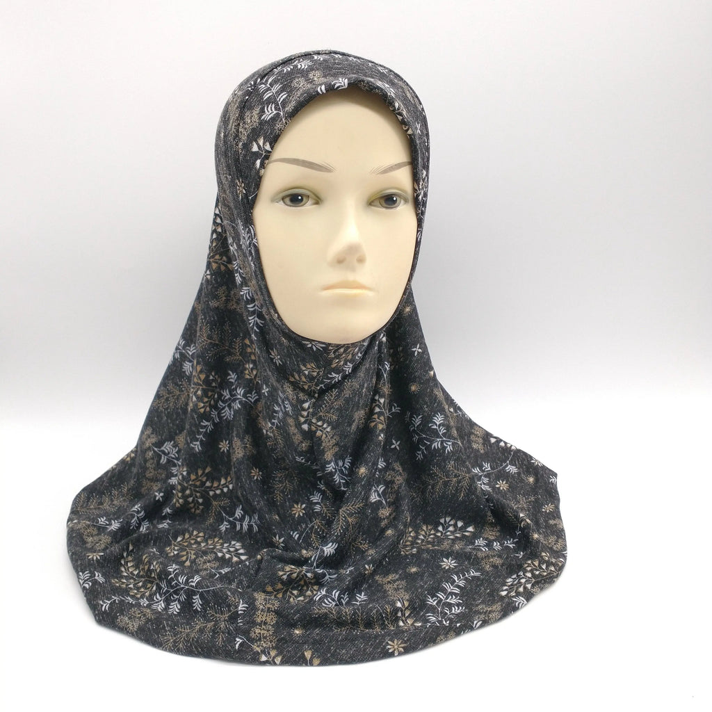 Black Floral Hijab for Girls-almanaar Islamic Store