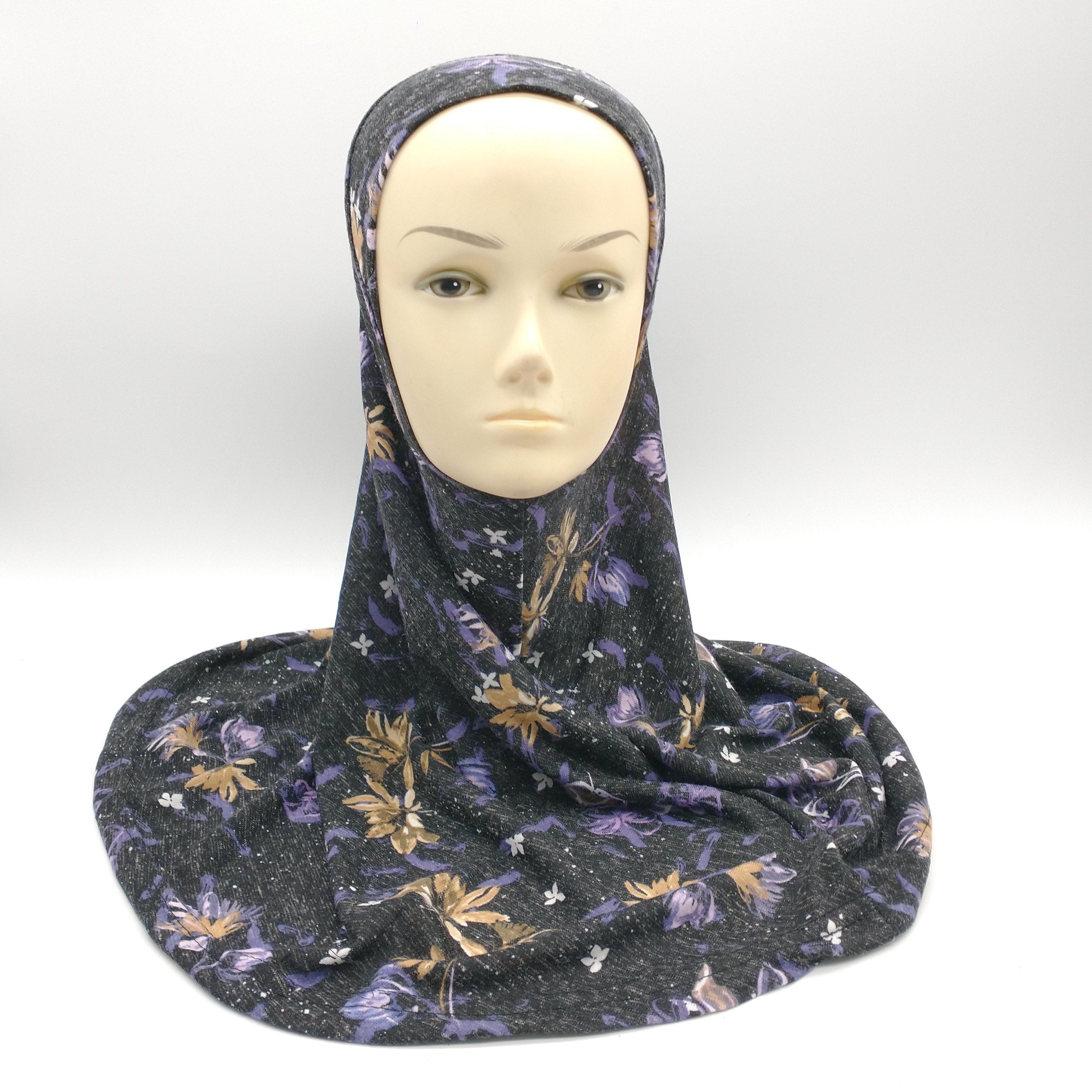 Black Floral Hijab for Girls-almanaar Islamic Store