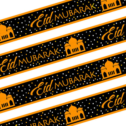 Black & Gold Eid Mubarak Ramadan Foil Banner Decoration-almanaar Islamic Store