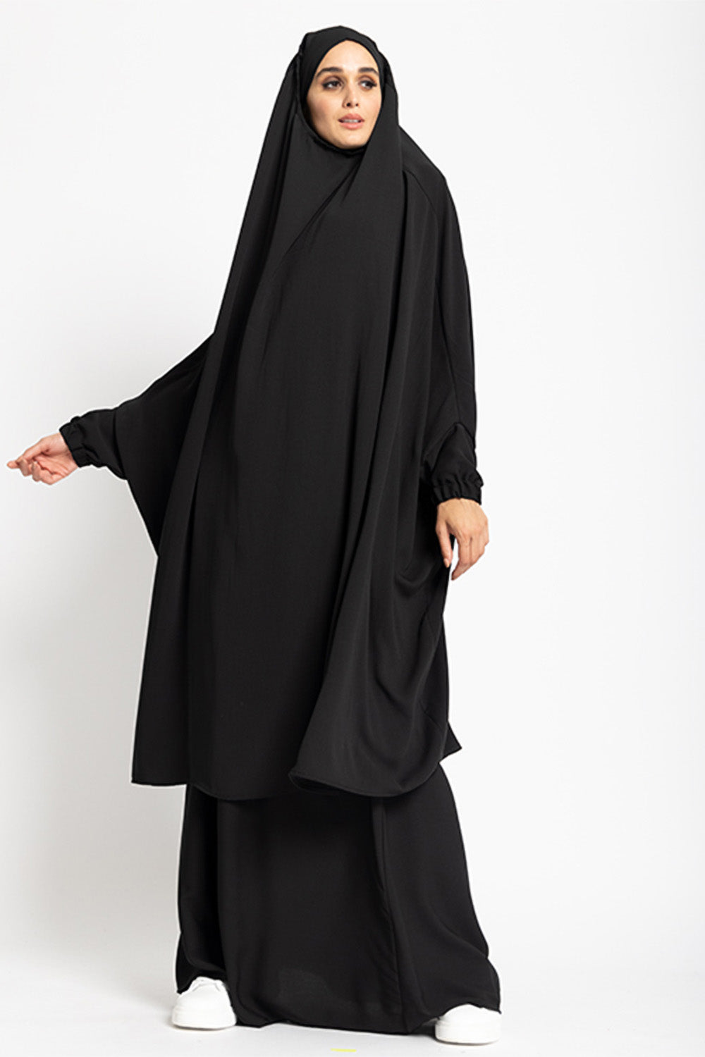 Black Two Piece Jilbab (Khimar) With Skirt-almanaar Islamic Store