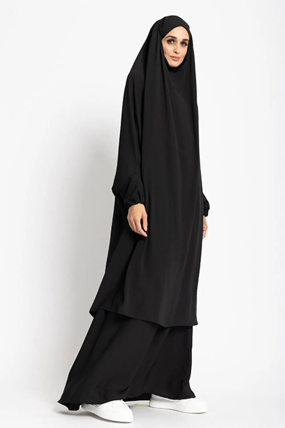 Black Two Piece Jilbab (Khimar) With Skirt-almanaar Islamic Store