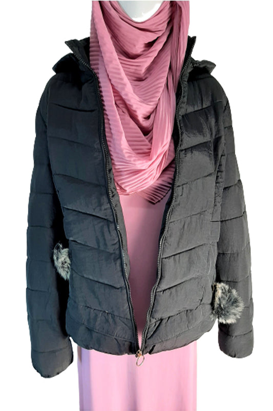 Black Winter Jacket Hooded-almanaar Islamic Store