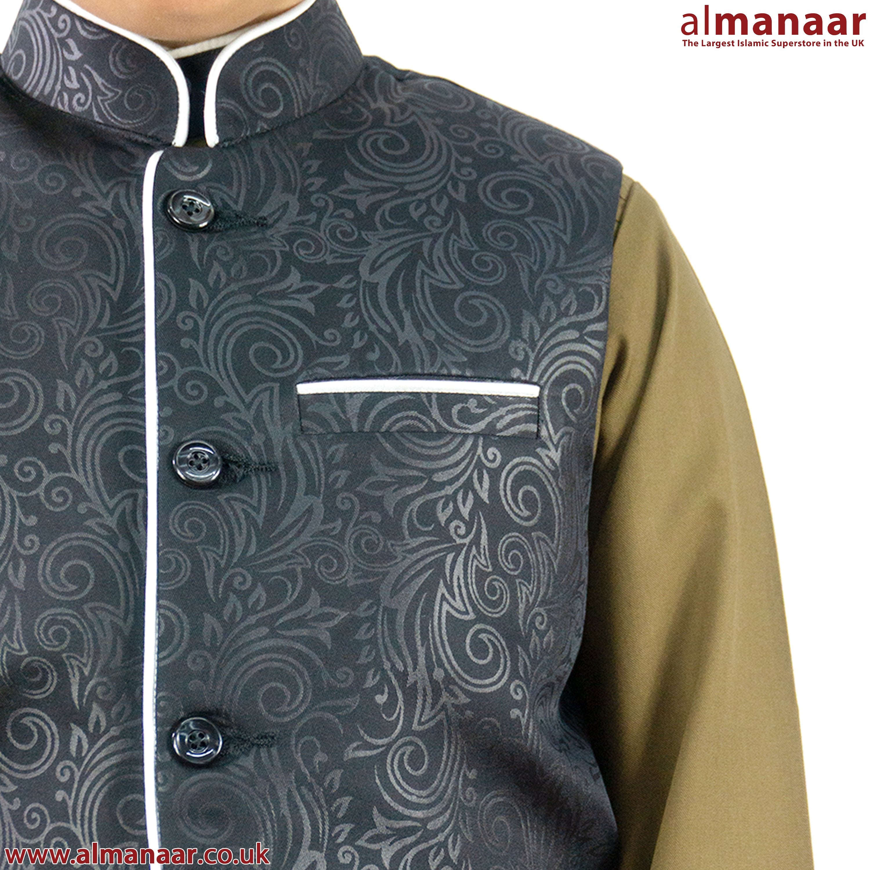 Boys Formal Waistcoat- Design In Black-almanaar Islamic Store