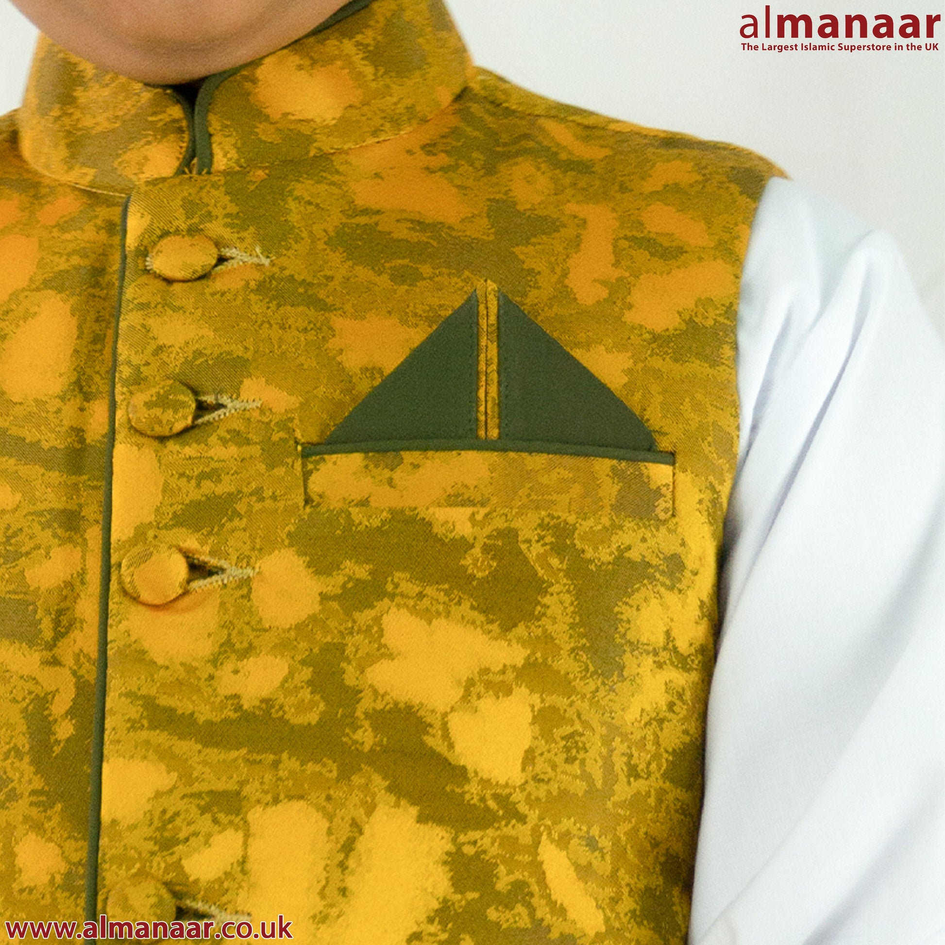 Boys Formal Waistcoat- Design In Yellow-almanaar Islamic Store