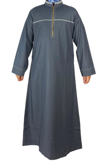 Boys Thobe With Collar Zipped B51-almanaar Islamic Store