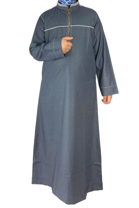 Boys Thobe With Collar Zipped B51-almanaar Islamic Store