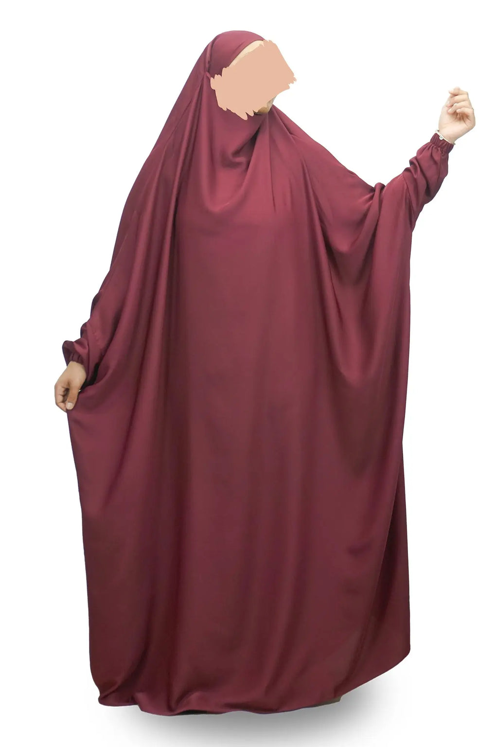 Burgundy One Piece Jilbab (Khimar)-almanaar Islamic Store