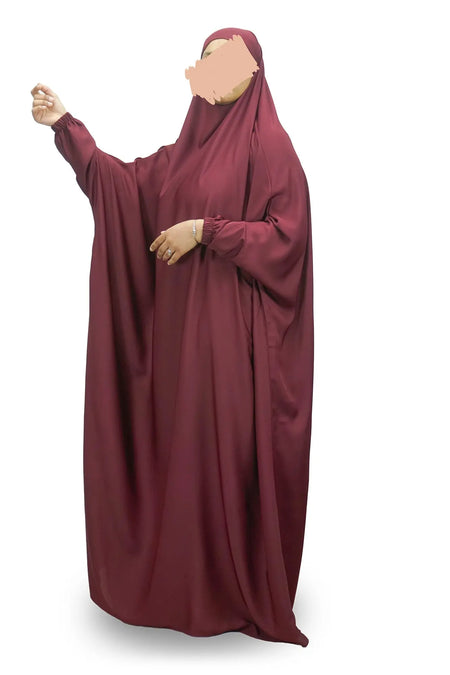 Burgundy One Piece Jilbab (Khimar)-almanaar Islamic Store