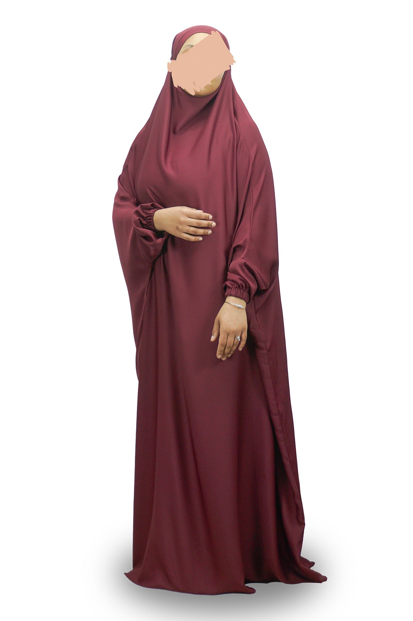 Burgundy One Piece Jilbab (Khimar)-almanaar Islamic Store