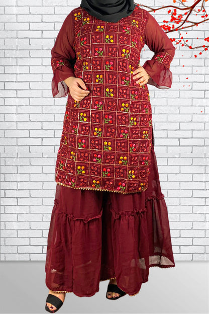 Burgundy Pakistani Salwar Suit-almanaar Islamic Store