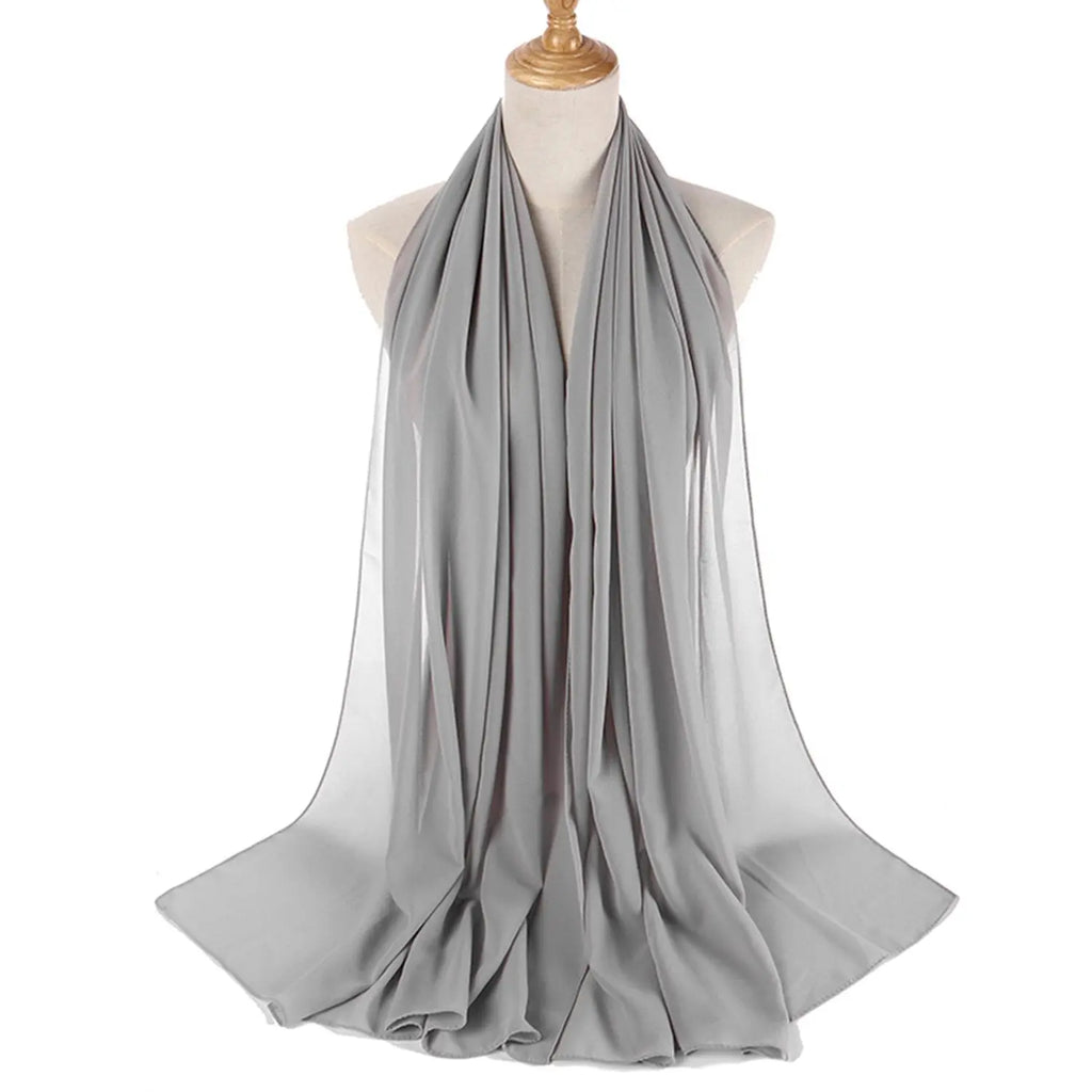 Chiffon Hijab - Grey-almanaar Islamic Store