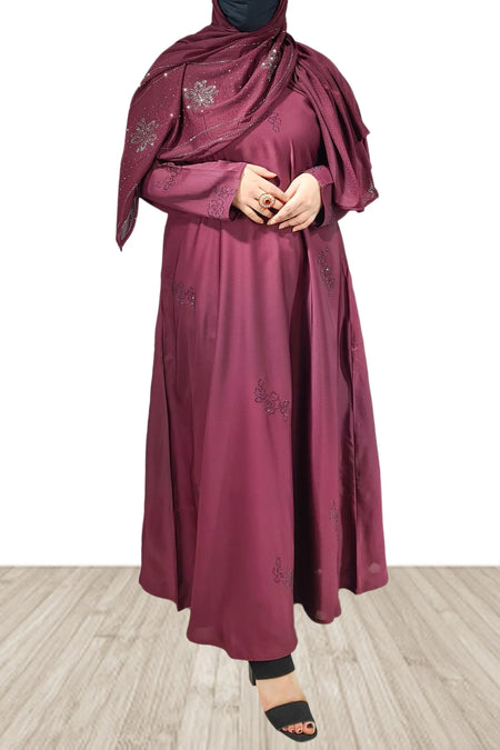 Close Abaya With Stone Work-almanaar Islamic Store