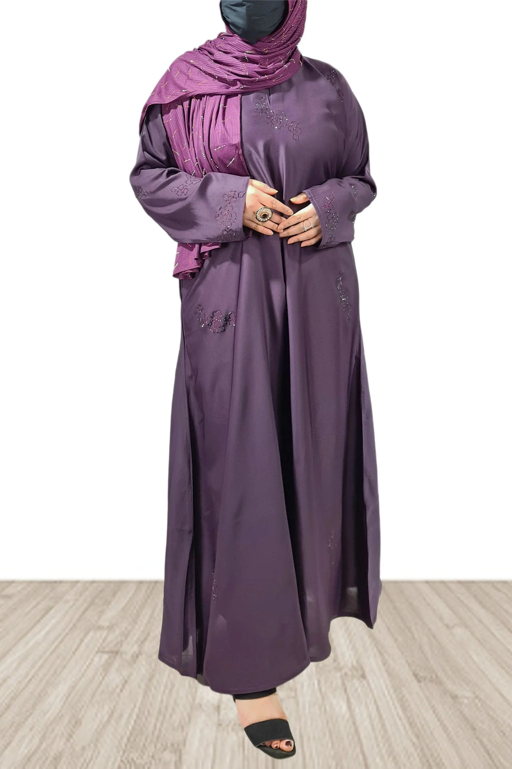 Close Abaya With Stone Work-almanaar Islamic Store