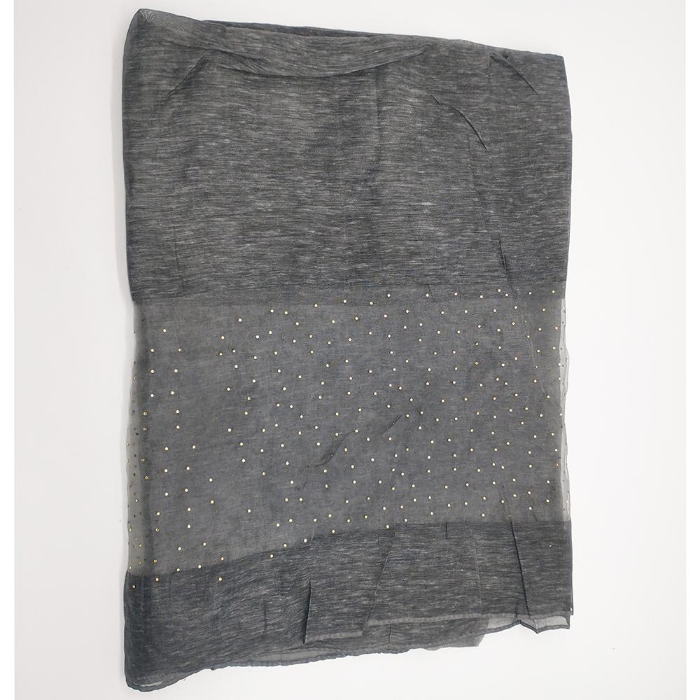 Cotton Silk hijab- Dark Grey-almanaar Islamic Store