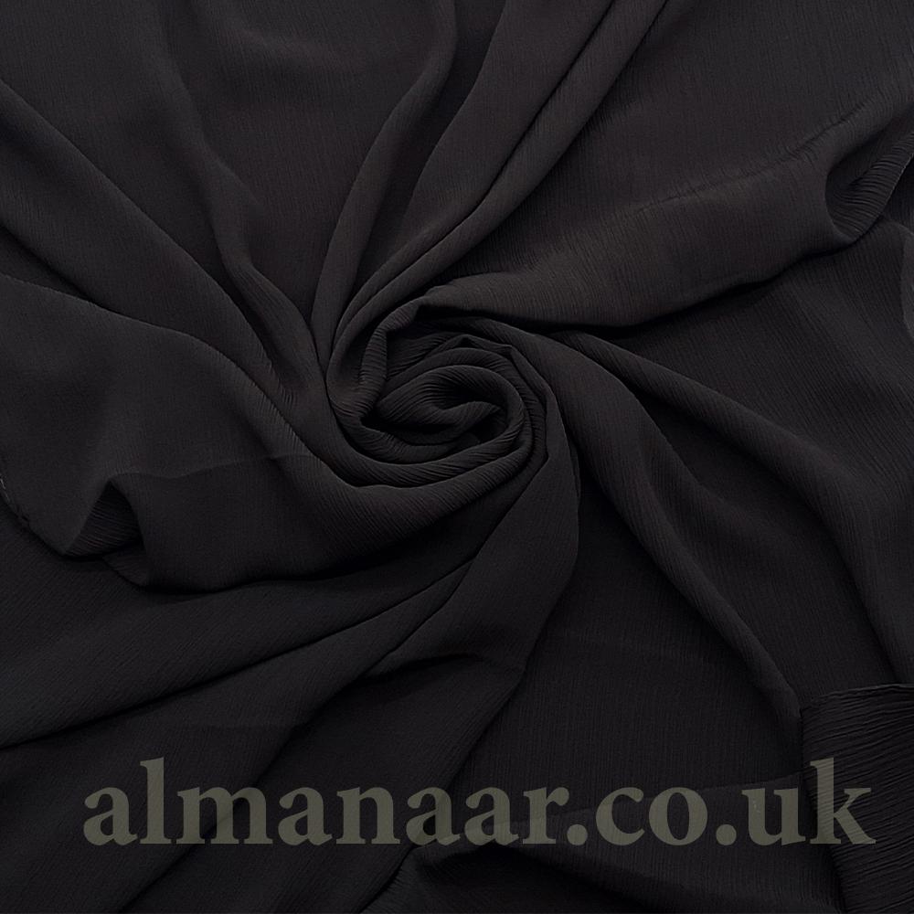 Crinkle Chiffon Hijab - Black-almanaar Islamic Store