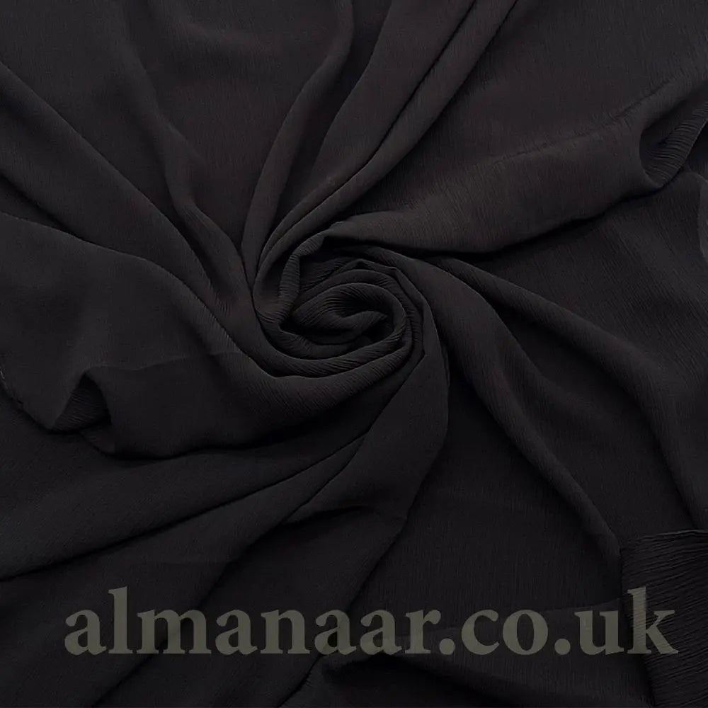 Crinkle Chiffon Hijab - Black-almanaar Islamic Store