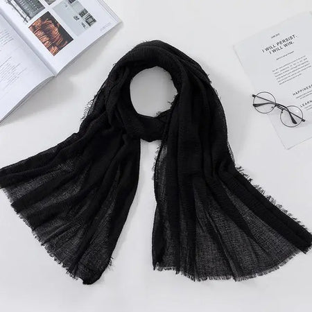 Crinkle HIjab - Black-almanaar Islamic Store