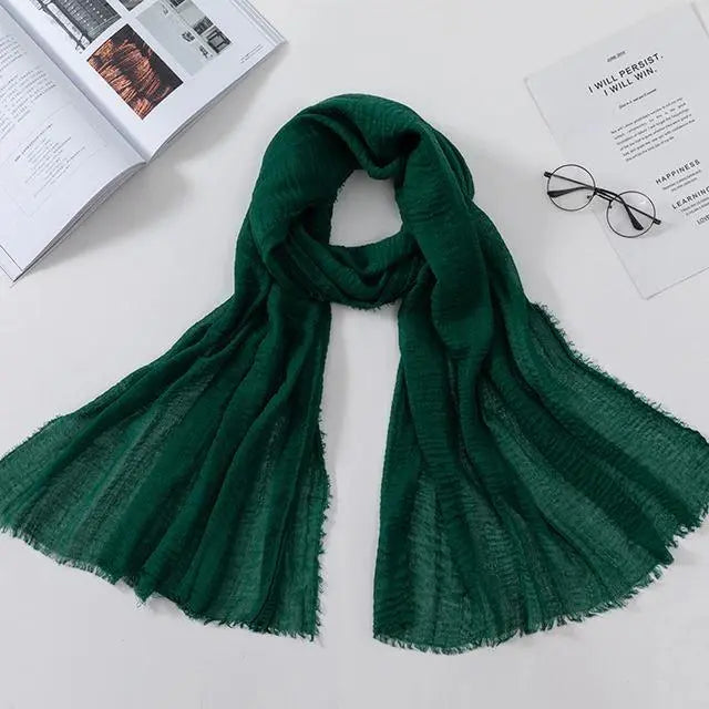 Crinkle HIjab - Dark Green-almanaar Islamic Store