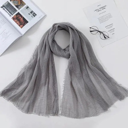 Crinkle HIjab - Grey-almanaar Islamic Store