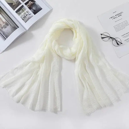 Crinkle Hijab - Off-White-almanaar Islamic Store