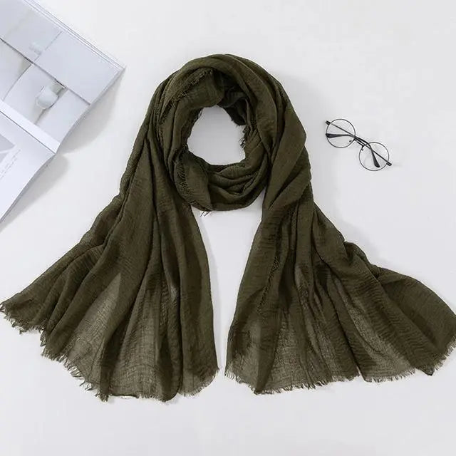 Crinkle HIjab - olive green-almanaar Islamic Store