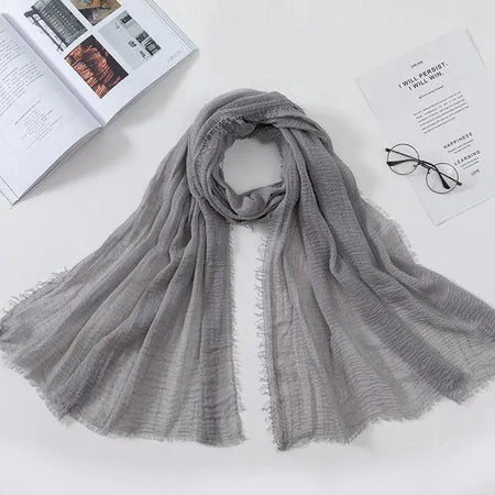 Crinkle HIjab - Silver-almanaar Islamic Store