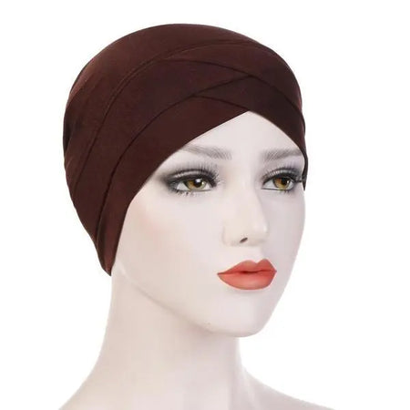 Criss-Cross Bonnet - Brown-almanaar Islamic Store