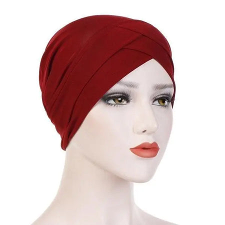 Criss-Cross Bonnet - Maroon-almanaar Islamic Store