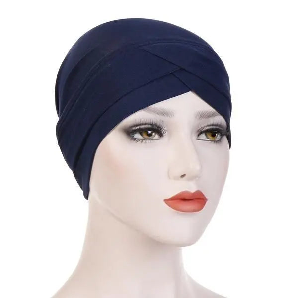 Criss-Cross Bonnet - Navy Blue-almanaar Islamic Store